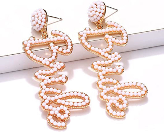 Bride Gold Beaded Earrings