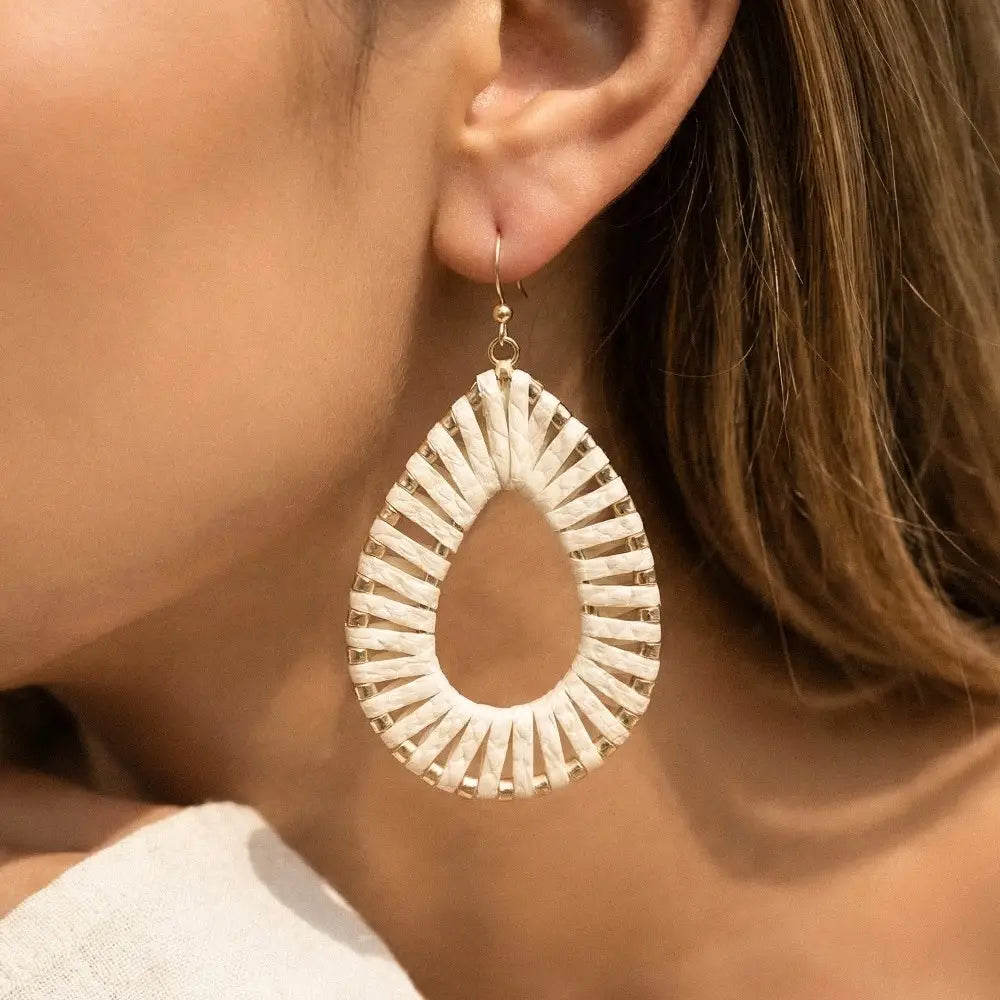 Leather Wrap Tear Dangle Earrings