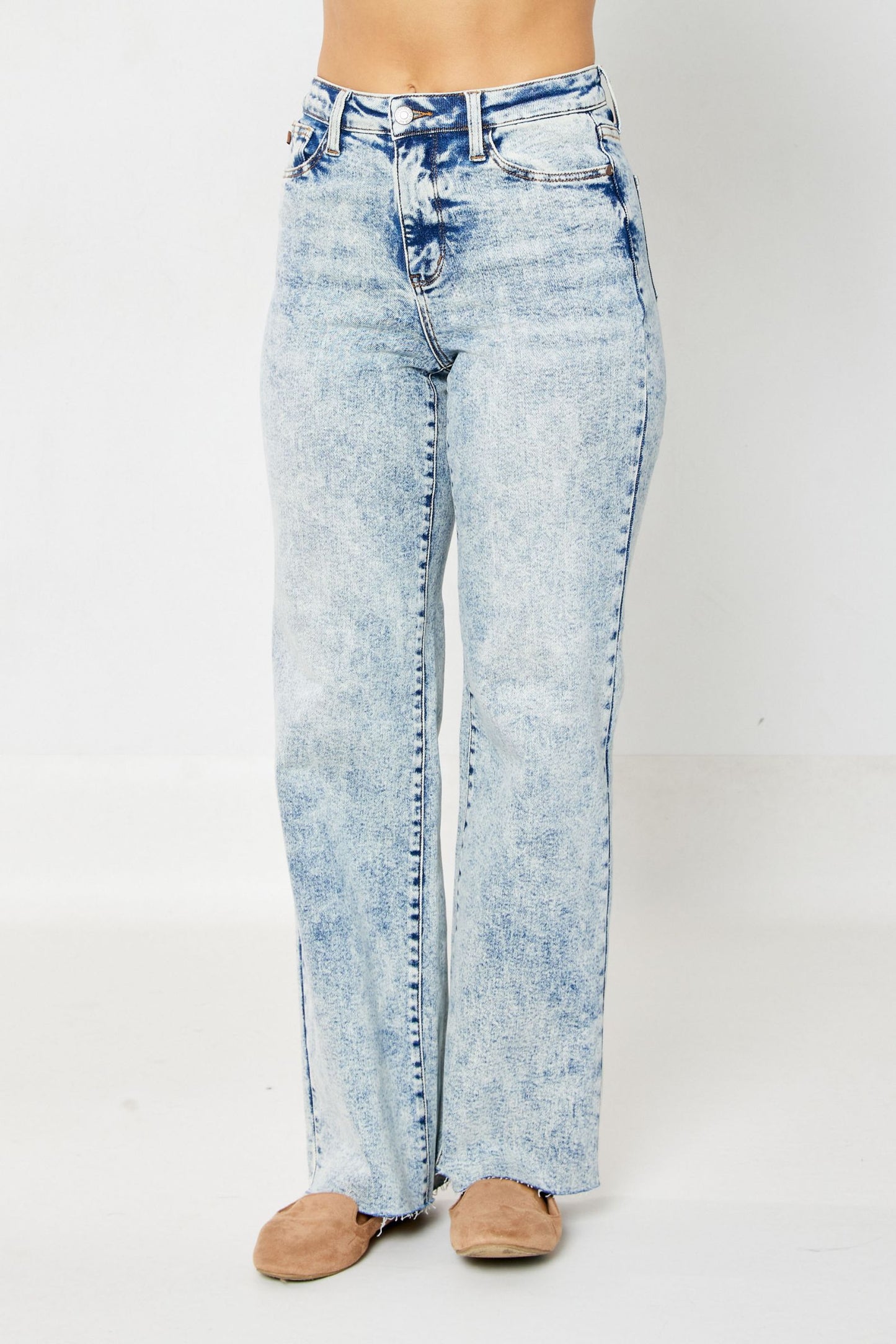 Judy Blue High Waist Mineral Wash Wide Leg Jeans