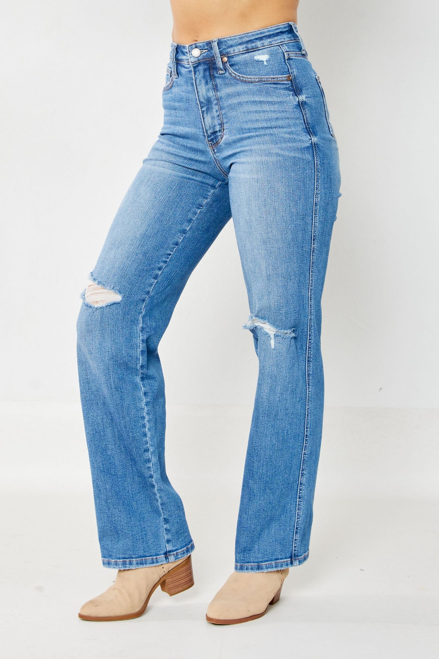 Judy Blue HW Tummy Control Destroy Knee Jeans