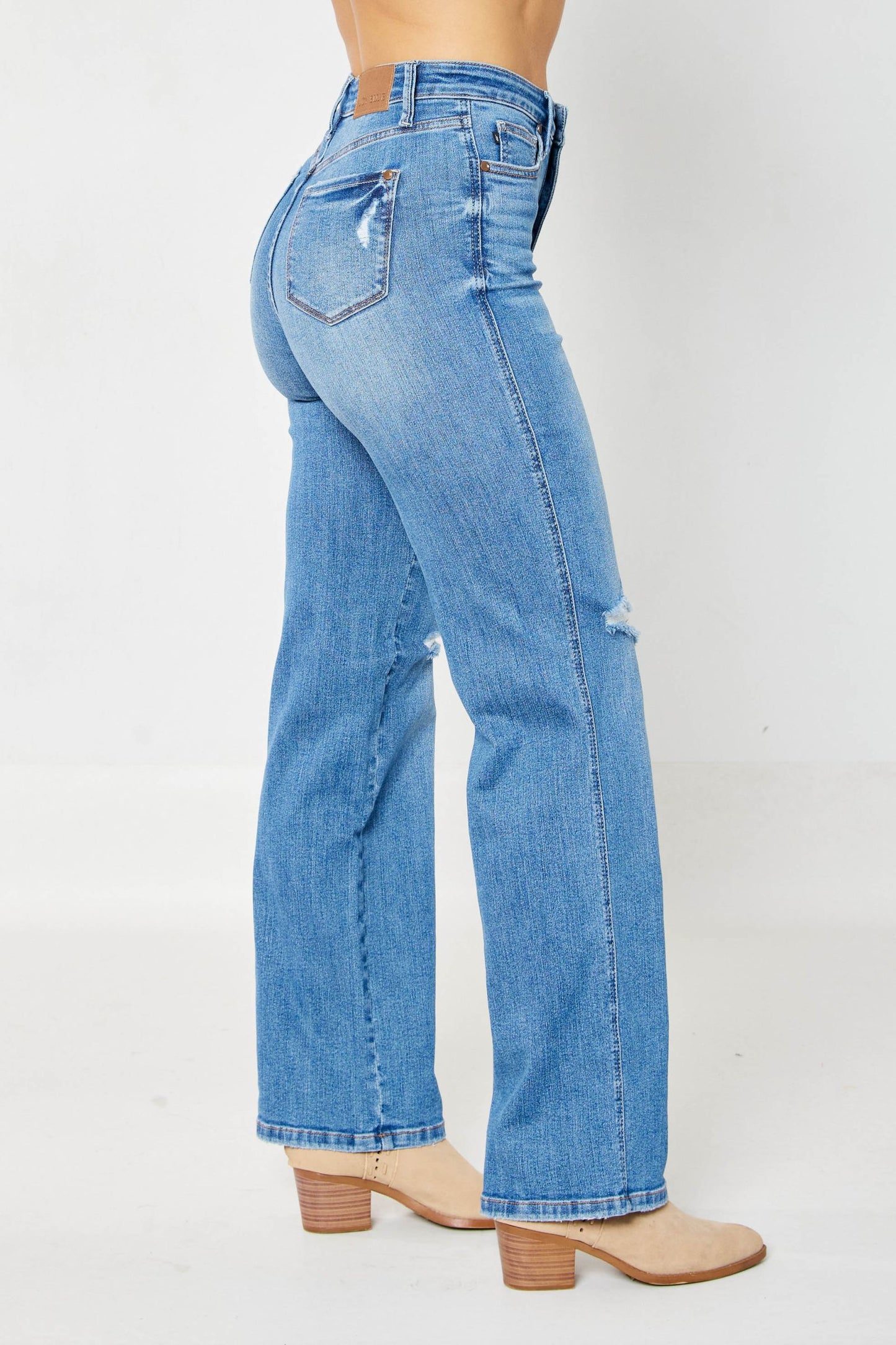 Judy Blue HW Tummy Control Destroy Knee Jeans