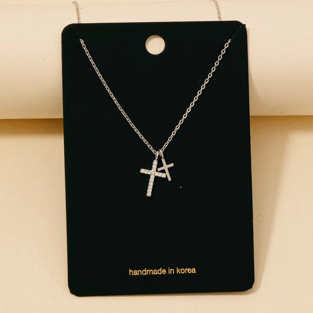 Double Cross Pendant Necklace