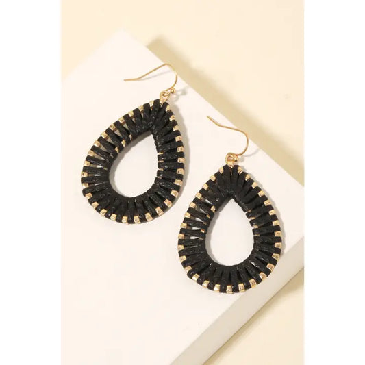 Leather Wrap Tear Dangle Earrings