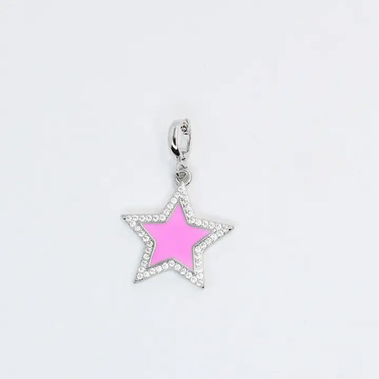 Silver Pink Star Charm