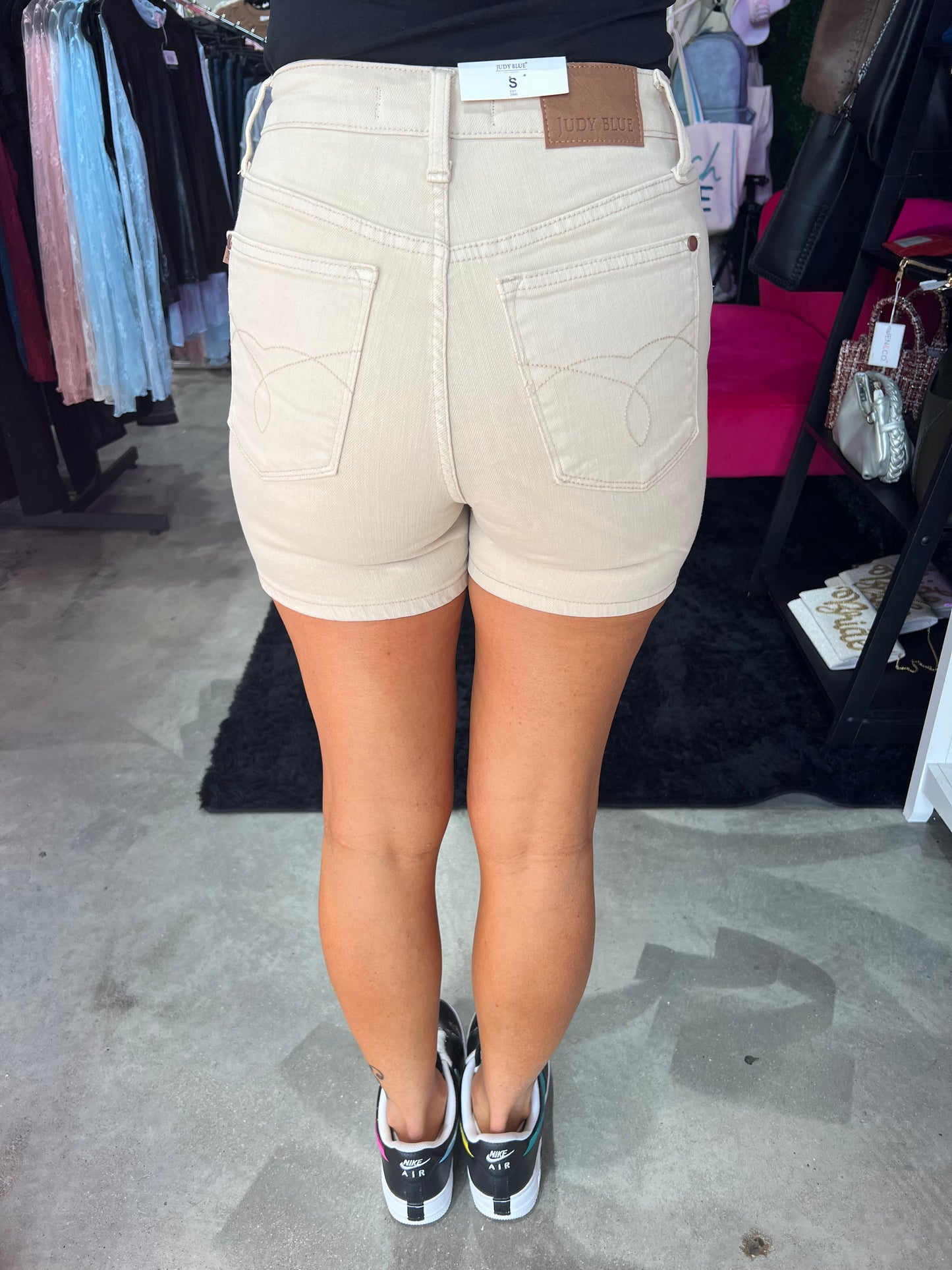 Judy Blue High Waist Garment Dyed Pkt Embroidery Shorts