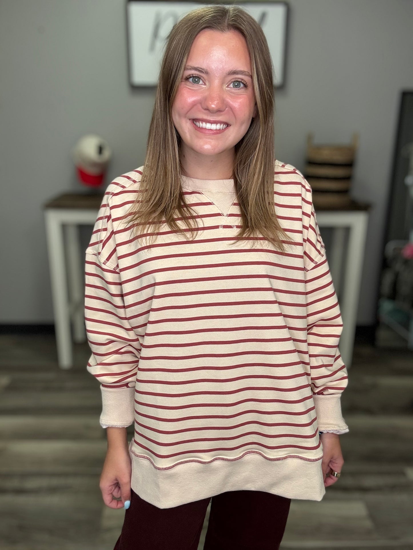 Stripe Comfy Casual Oversized Top