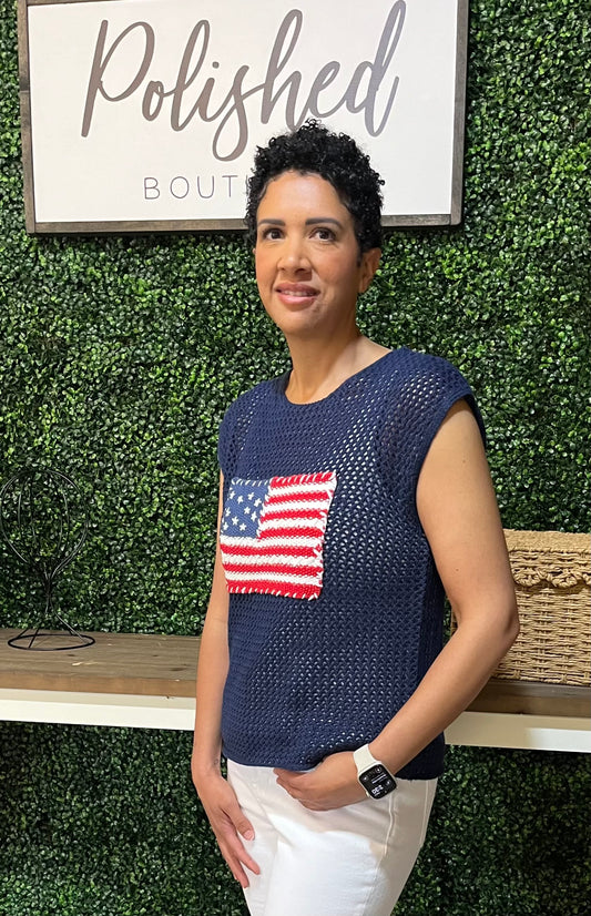 Americana Short Sleeve Sweater