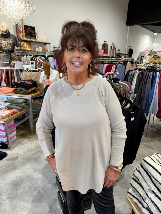 The Lyra Waffle Long Sleeve Top - Curvy