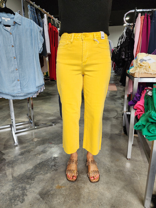 Judy Blue Yellow Braided Waistband Wide Crop