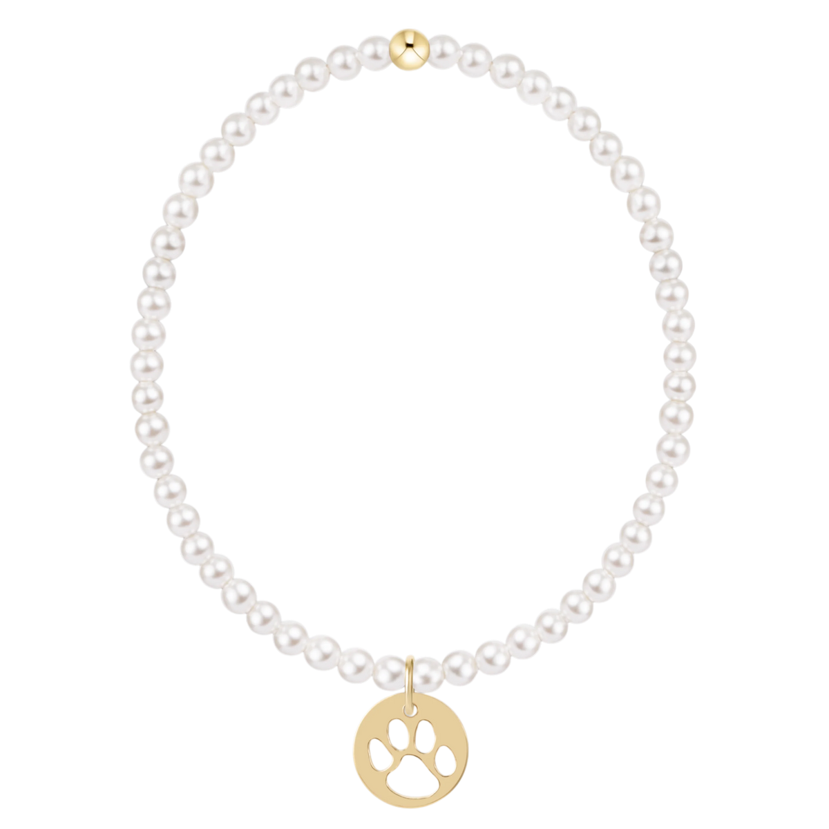 enewton Classic Pearl 3mm Bracelet - Paw Print Gold Disc