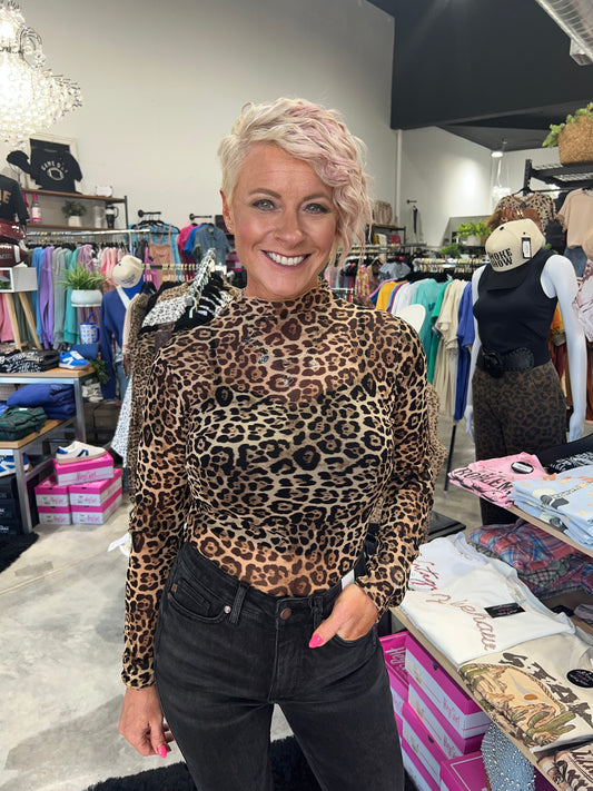 The Leopard Mesh Lace Top