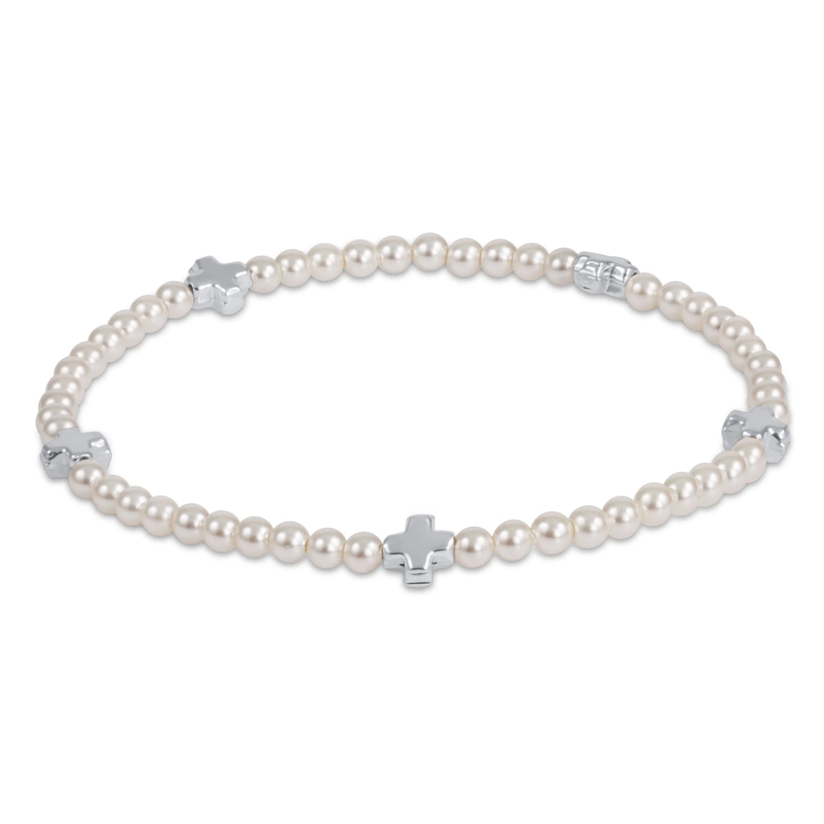 enewton Signature Cross Small 3mm Pearl Bracelet - Sterling