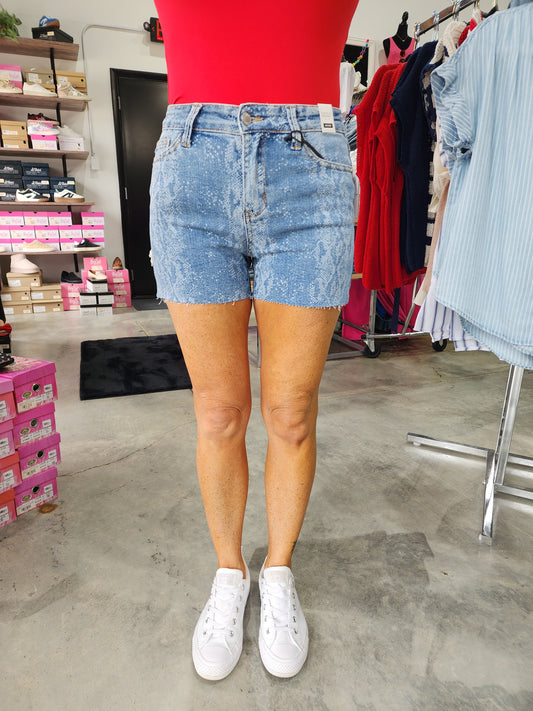Judy Blue Snake Print Cutoff Shorts