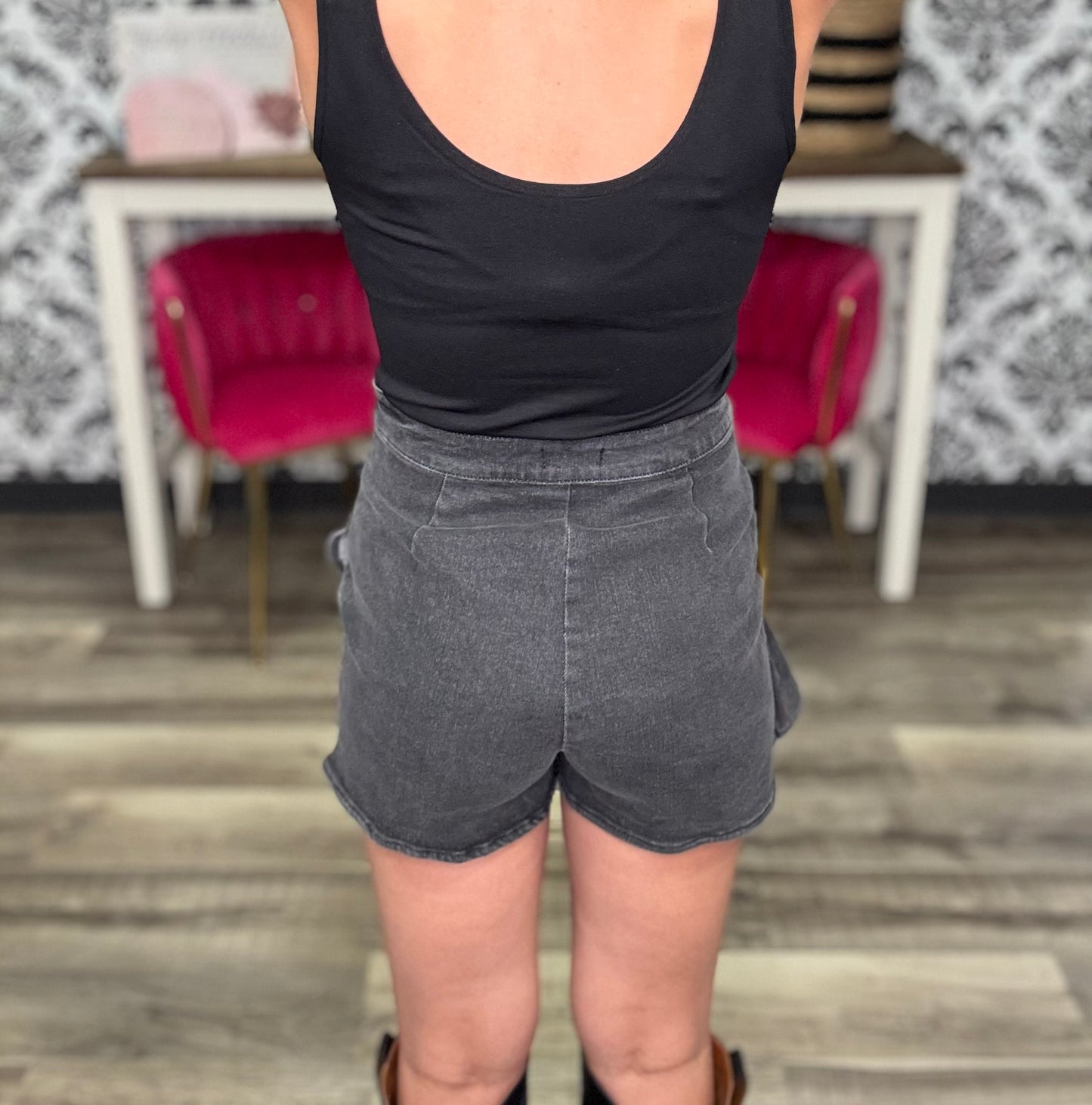The Ruffle Hem Denim Skort