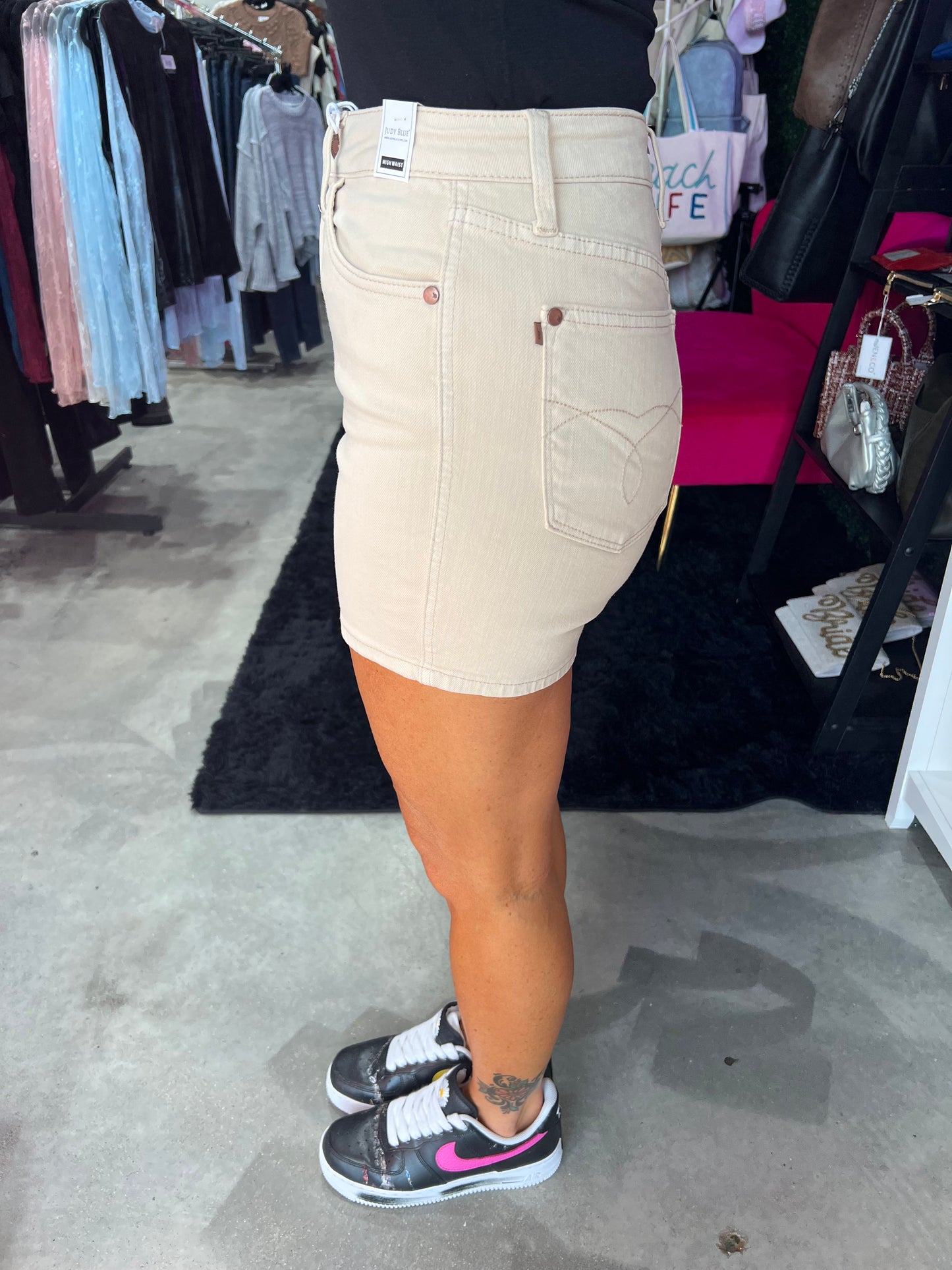 Judy Blue High Waist Garment Dyed Pkt Embroidery Shorts