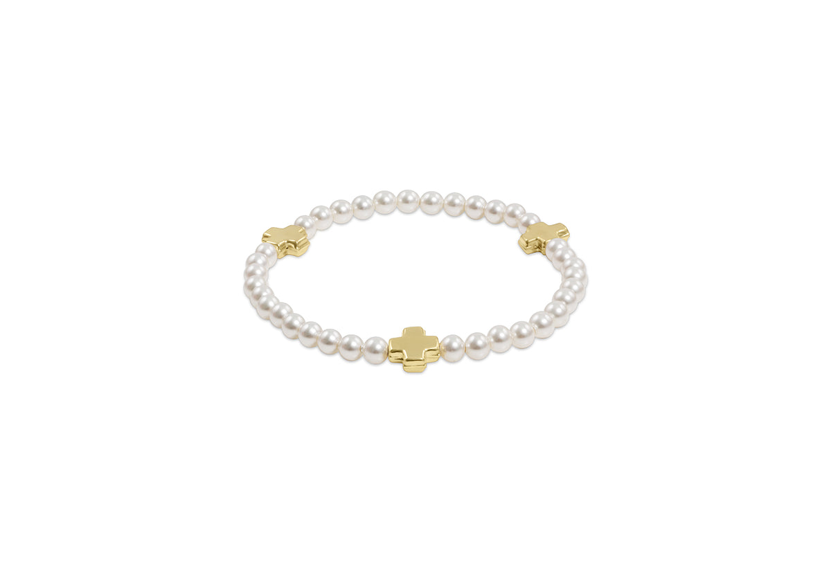 enewton egirl Signature Cross 4mm Pearl Bracelet - Gold