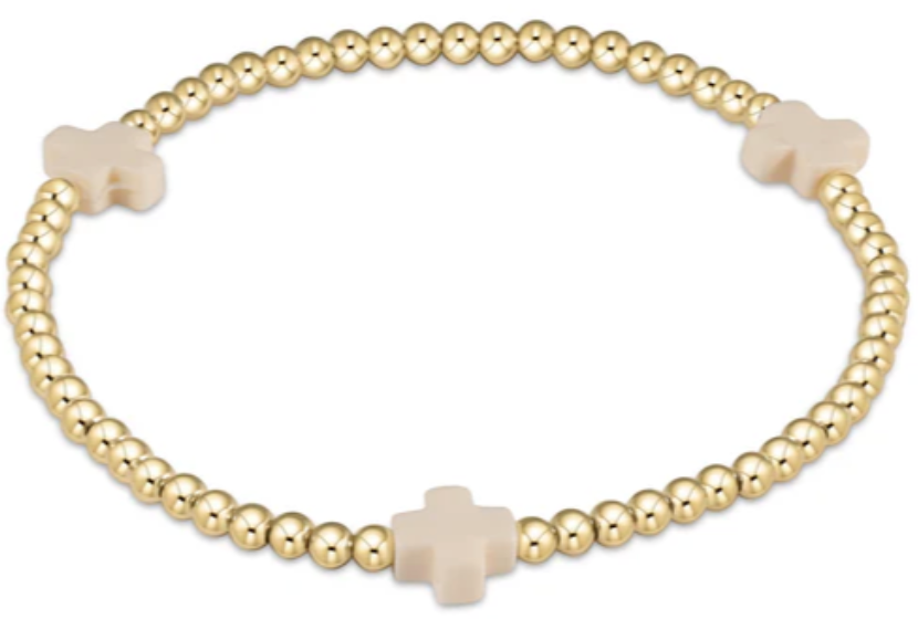 enewton egirl Signature Cross 3mm Gold Bracelet - Off White