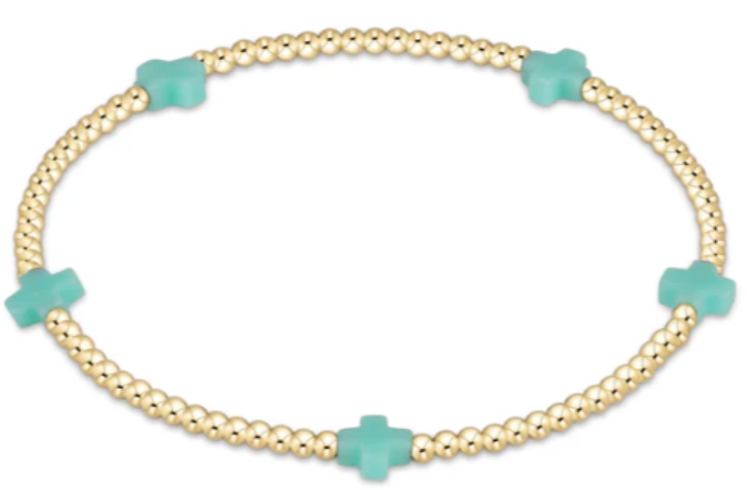 enewton egirl Signature Cross Small 2mm Gold Bracelet - Mint