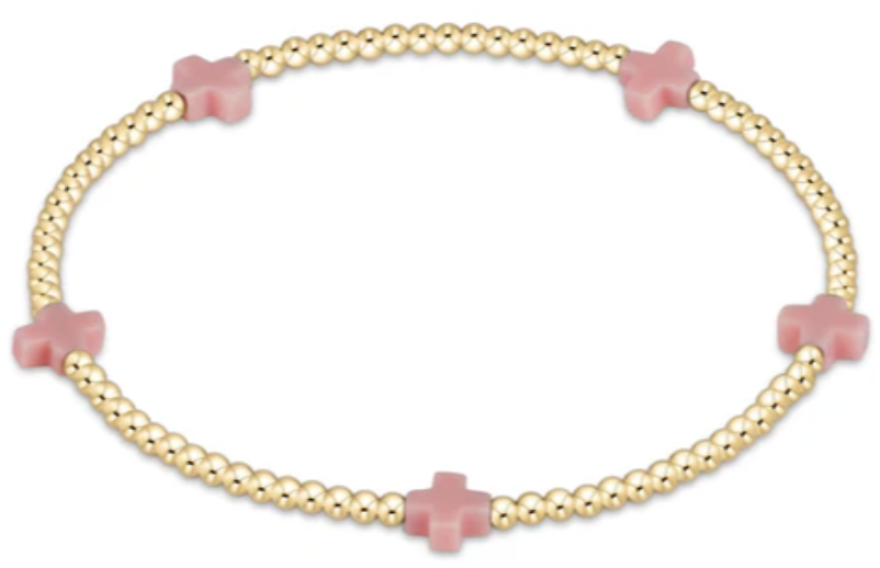 enewton egirl Signature Cross Small 2mm Gold Bracelet - Pink