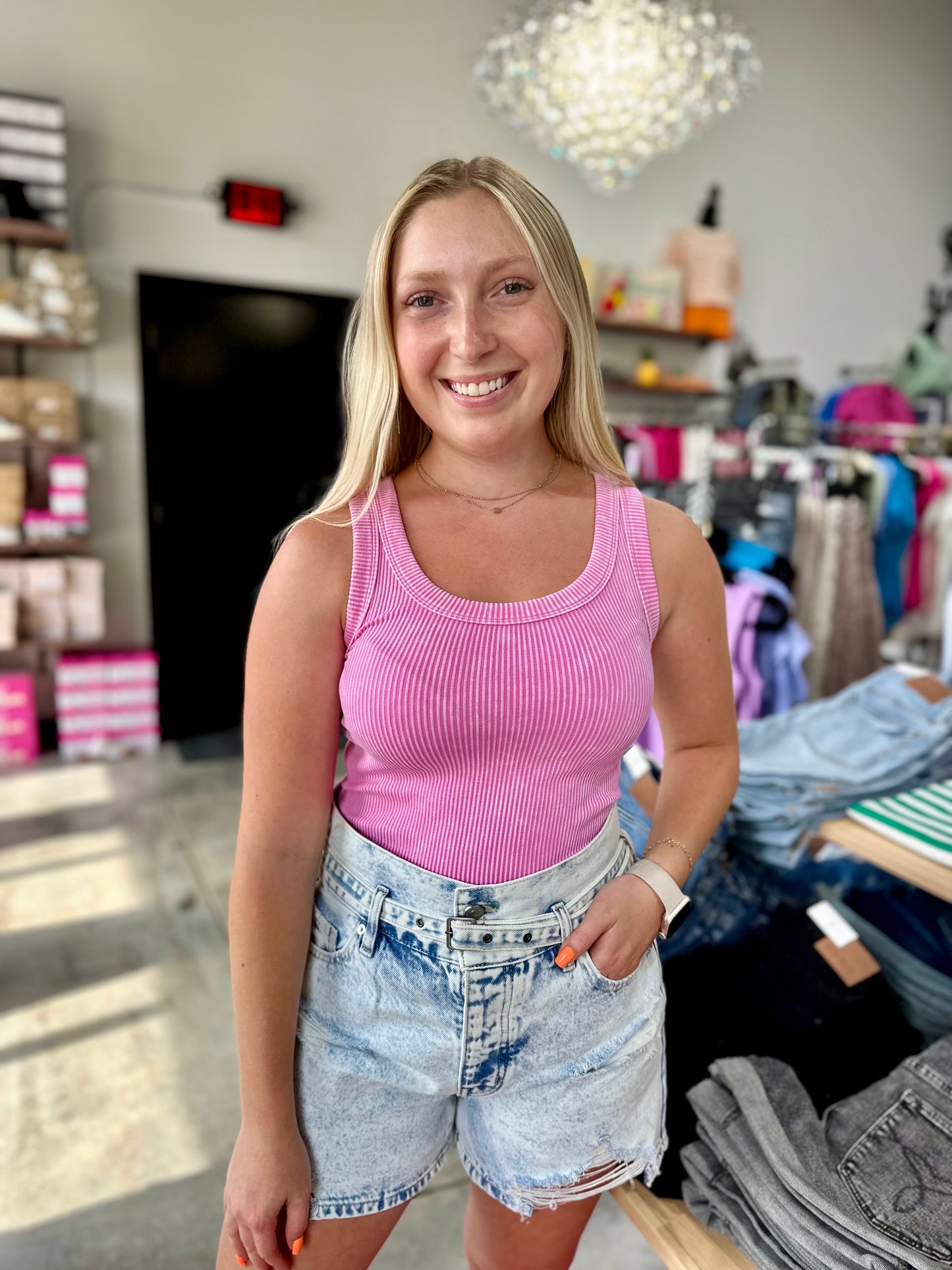 Zenana Washed Ribbed Cropped Tank Top