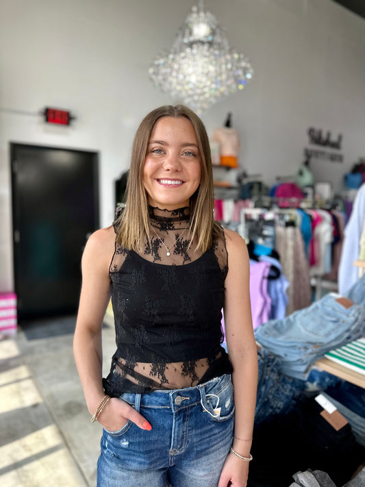 Dare To Be Lace See Through Tank Top