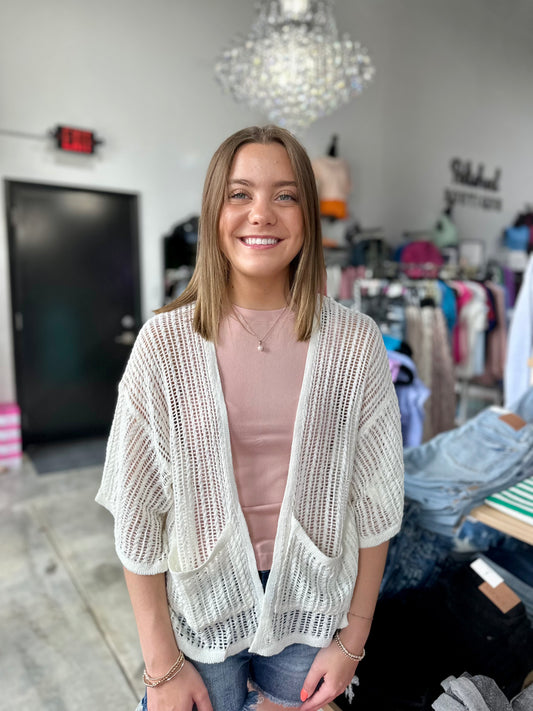 Fishnet Short Sleeve Cardigan