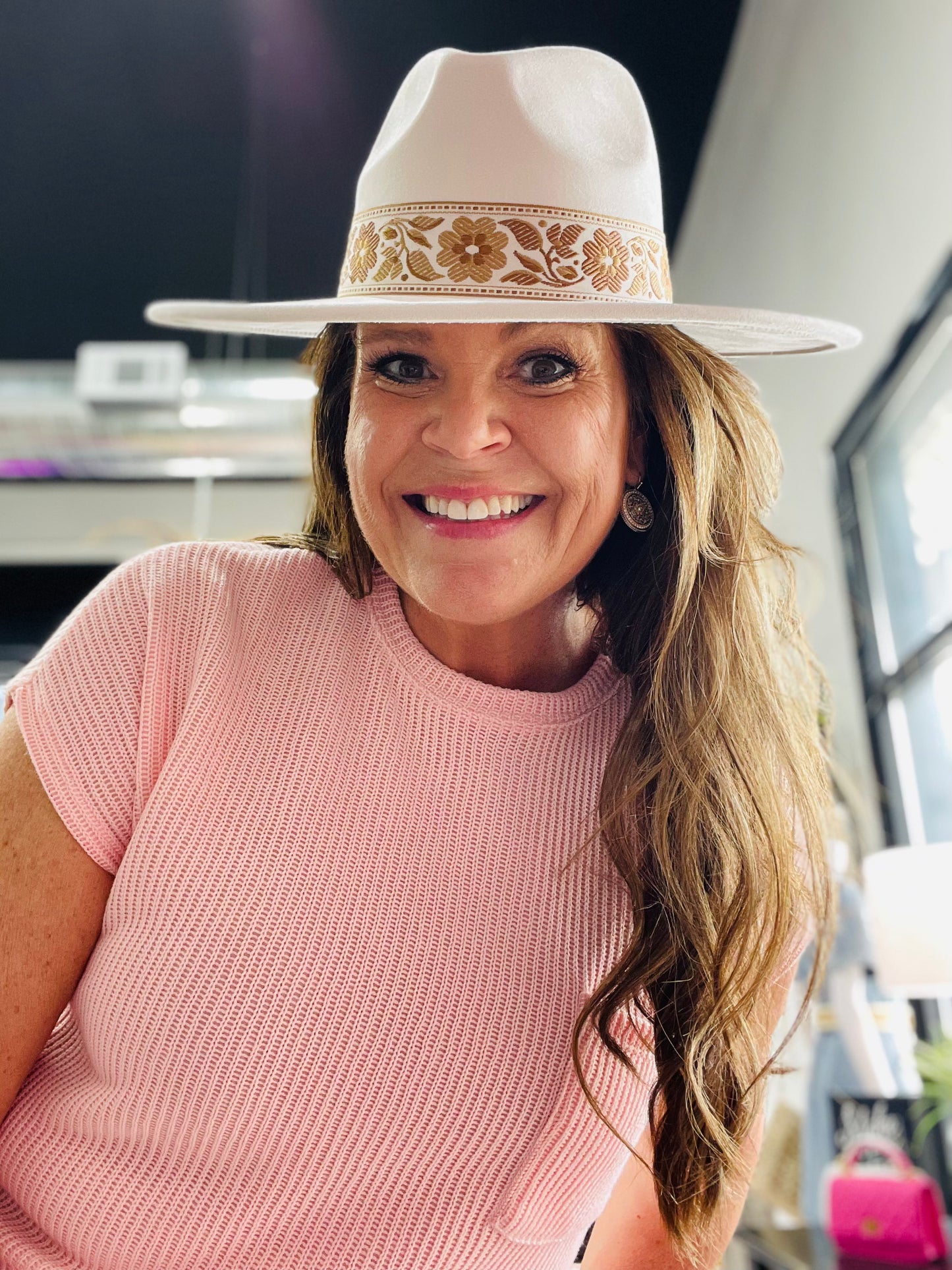 Flower Ribbon Fedora Hat