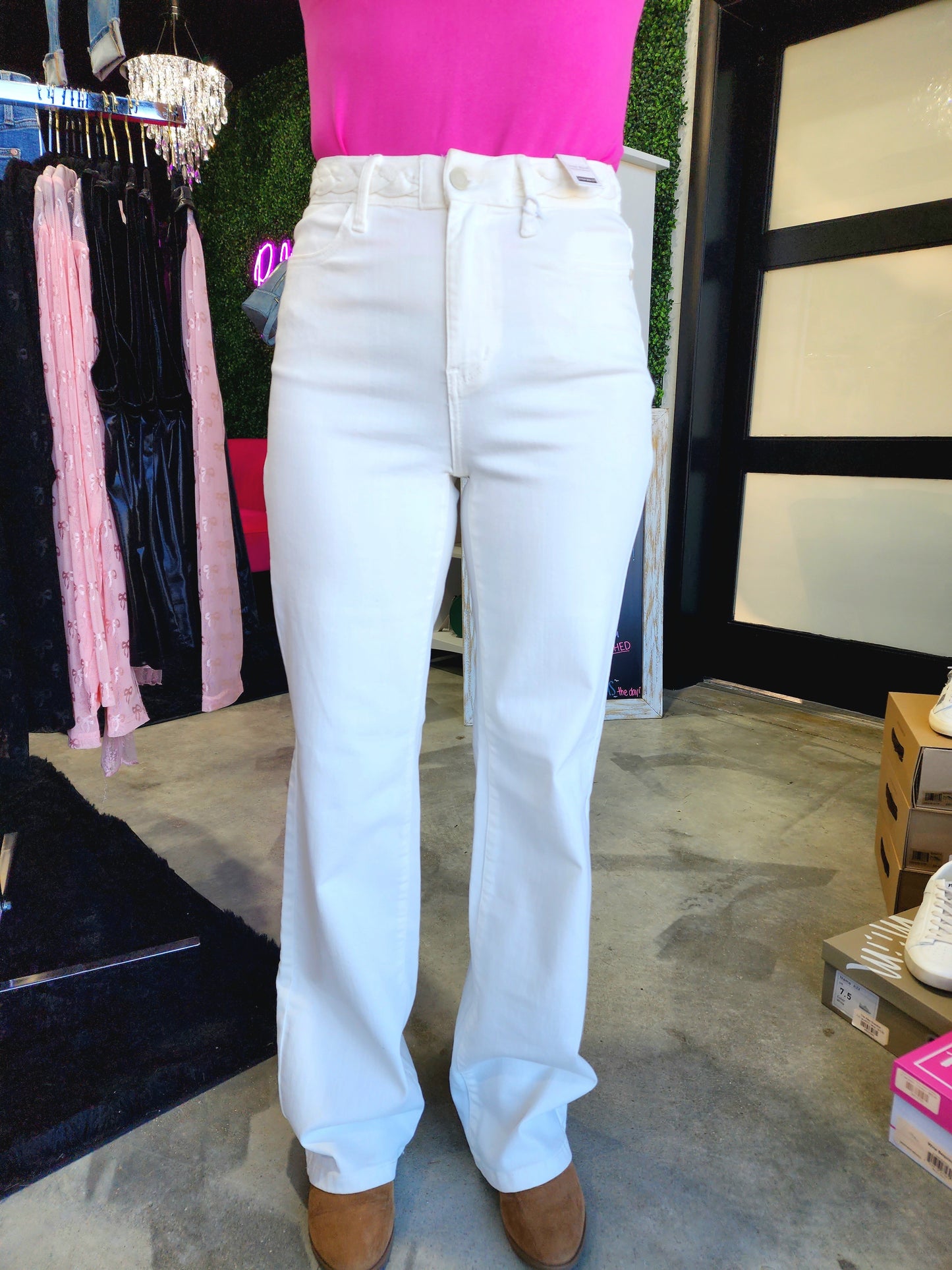 Judy Blue High Braided Waistband Wide Leg