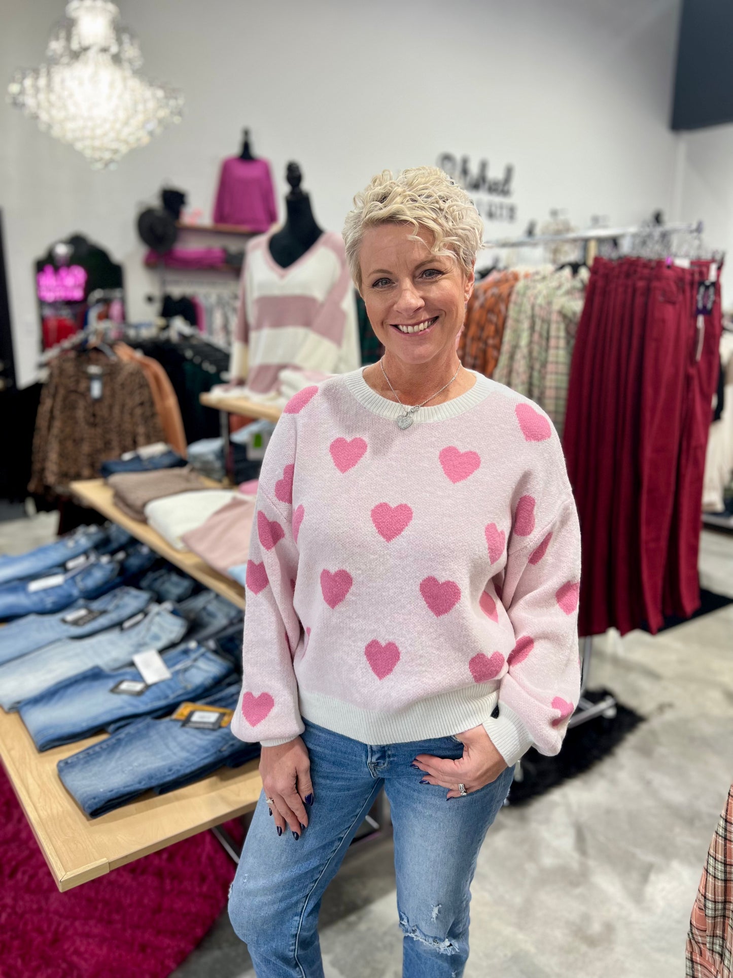 Hearted All Over Sweater