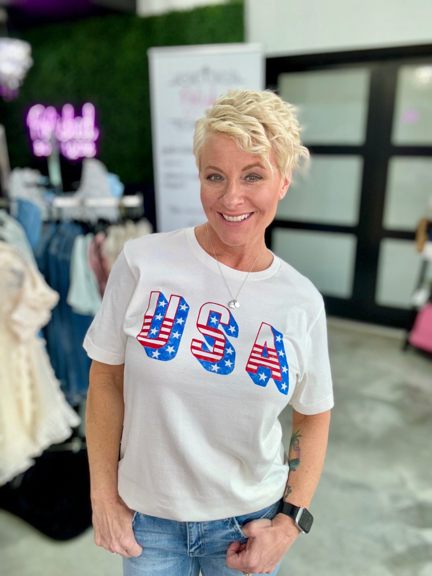 White U.S.A Graphic Tee