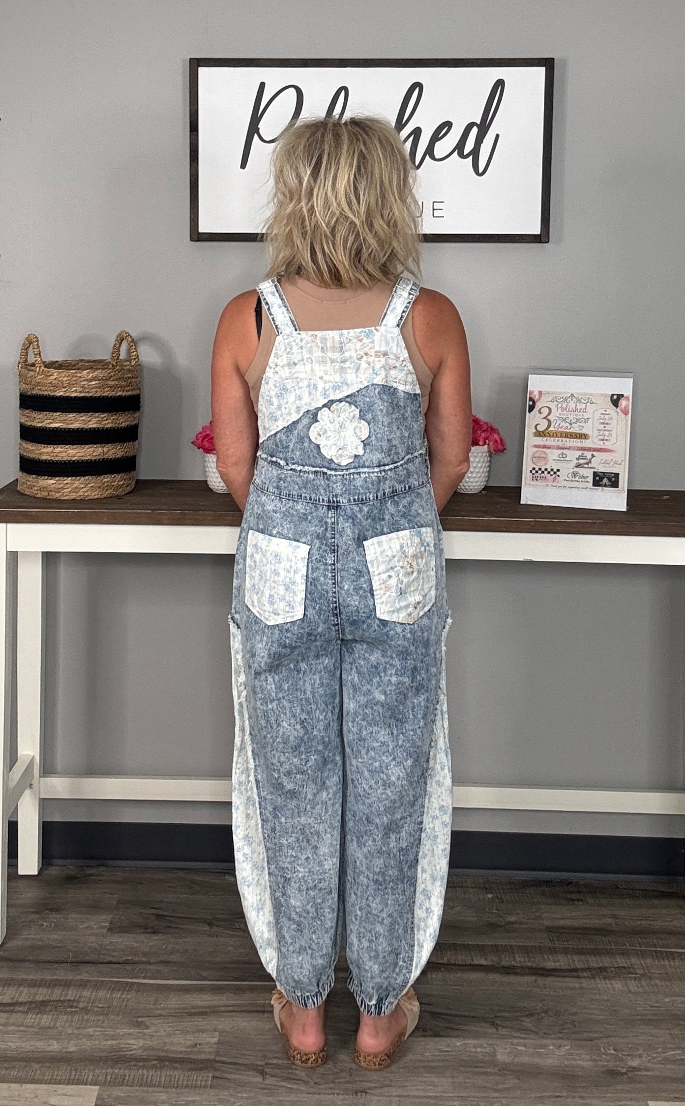 Floral Printed Patch Overalls
