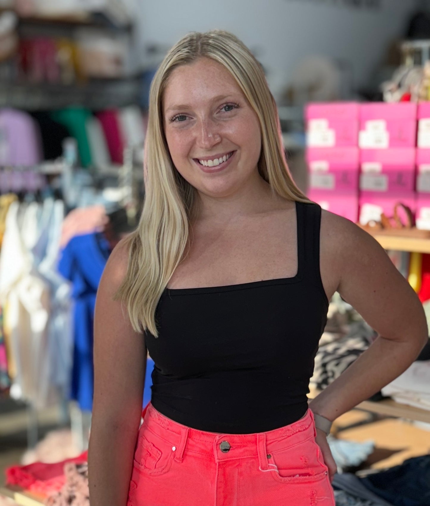 Square Neck Cropped Cami Top