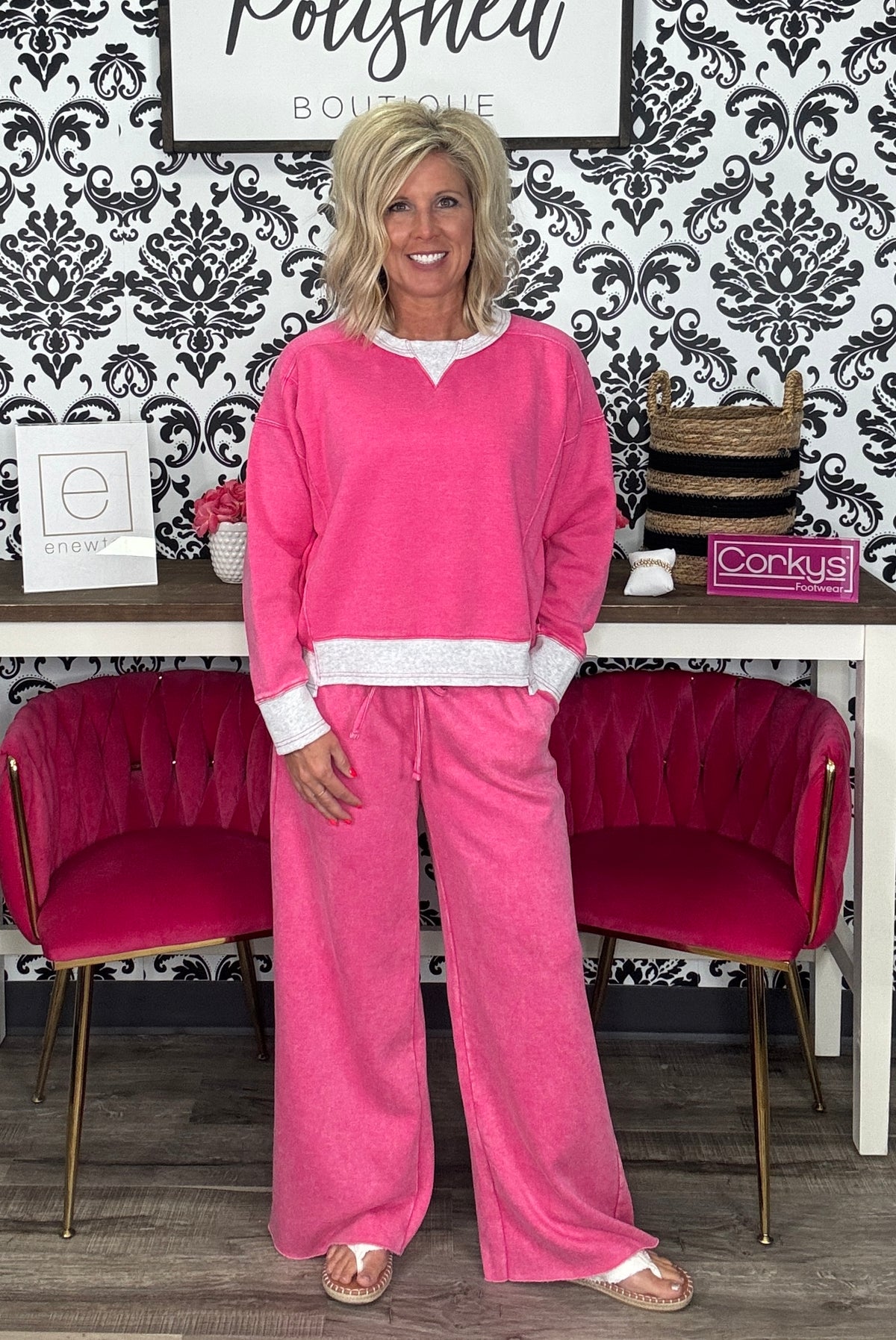 Zenana Acid Wash Fleece Palazzo Sweatpants with Pockets