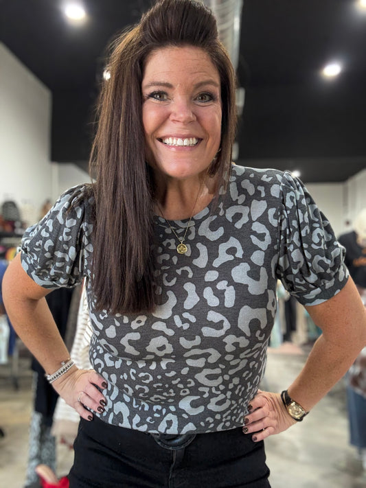 The Charcoal Leopard Top