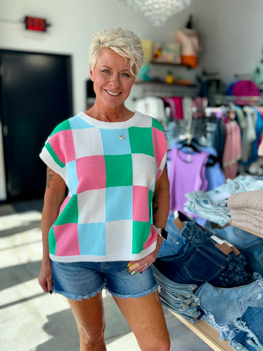 The Colorburst Checker Sweater