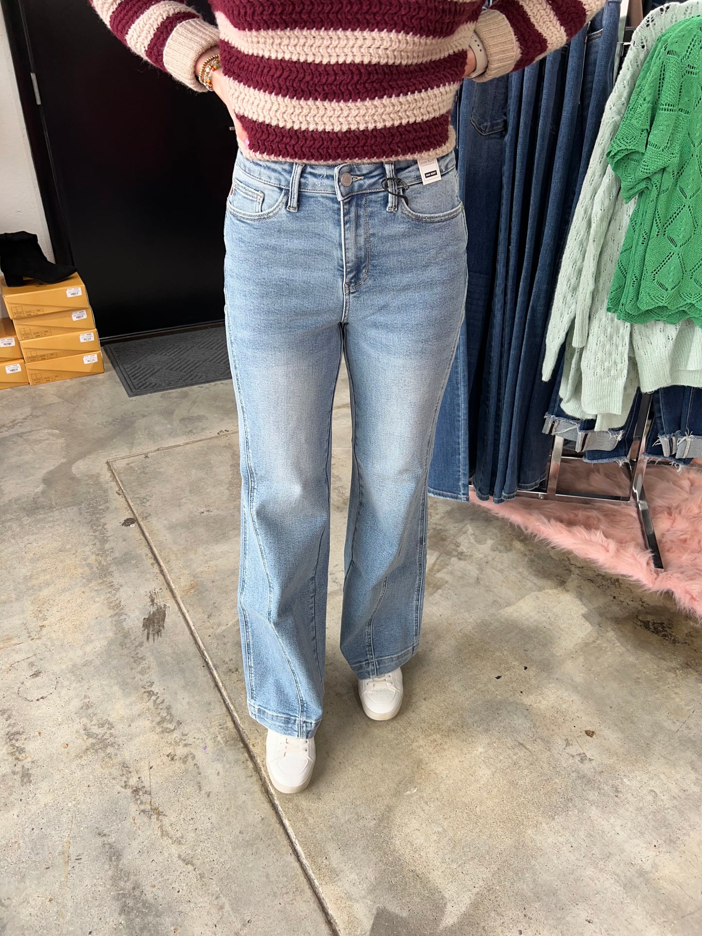 Judy Blue High Waist Seam Insert Retro Wide