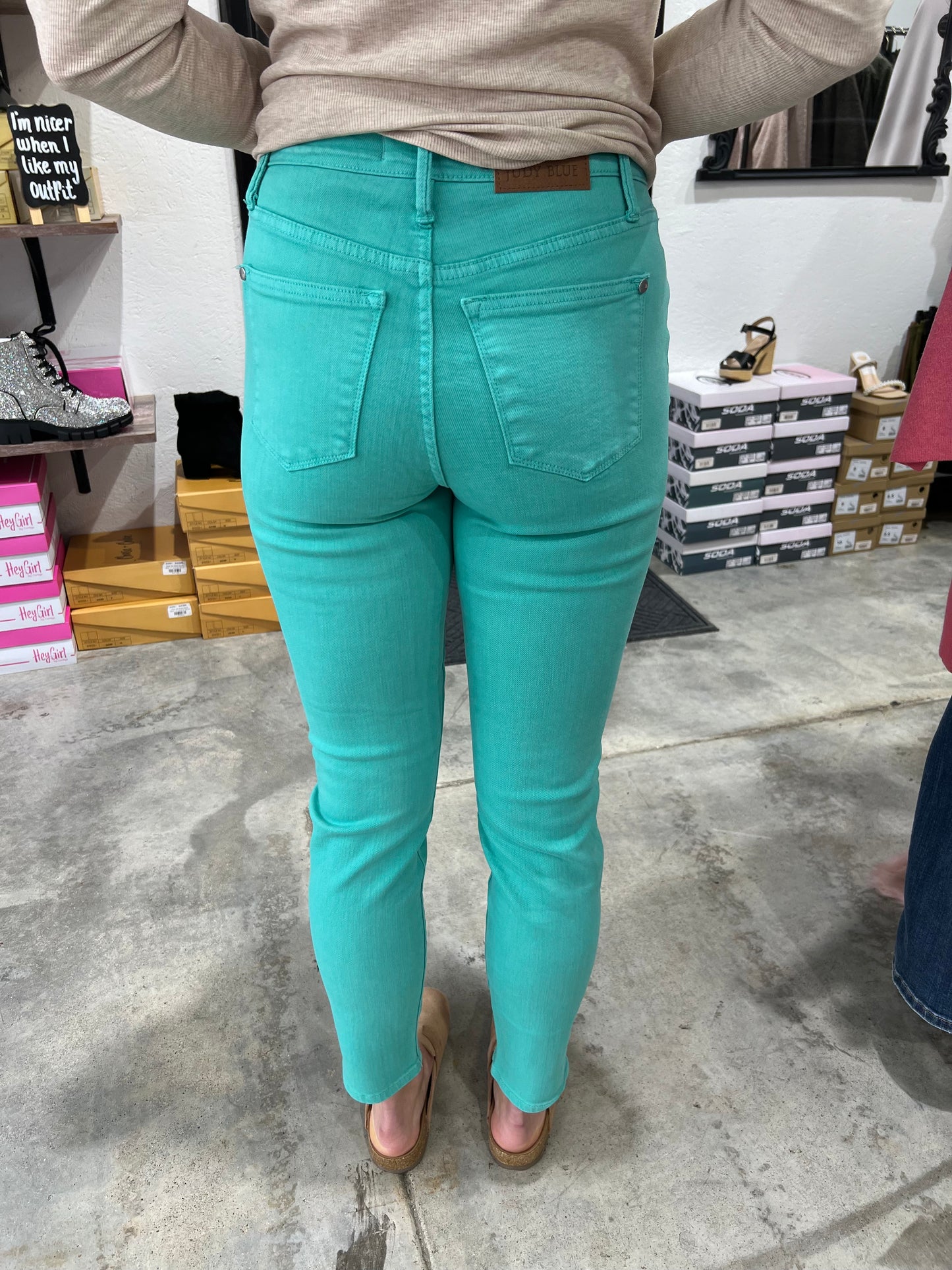 Judy Blue High Waist Aquamarine Slim Jeans