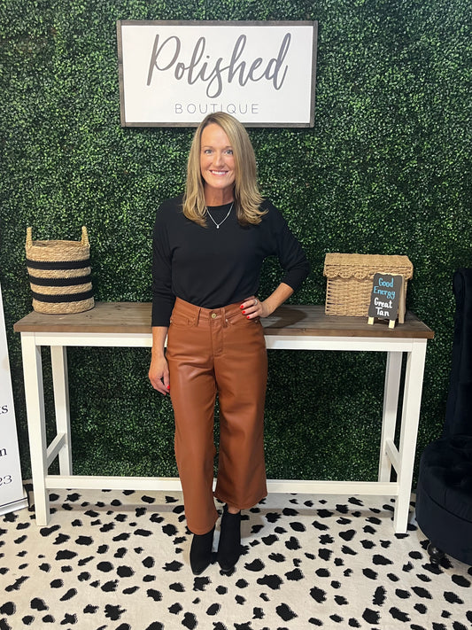 Judy Blue High Waist Tummy Control Faux Leather Cropped Pants