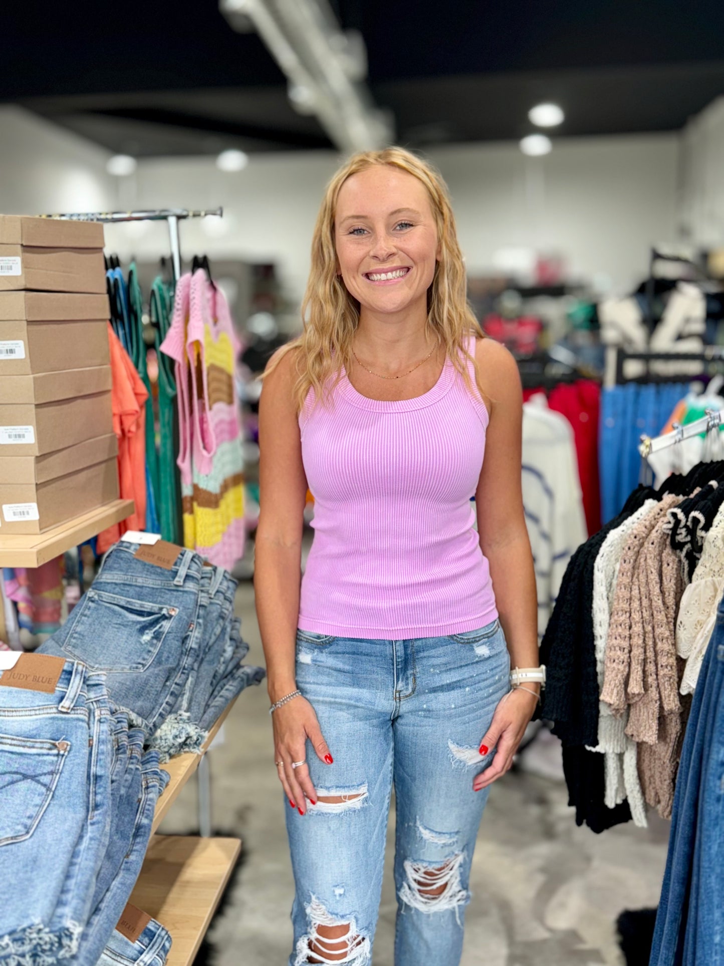 Zenana Washed Ribbed Cropped Tank Top