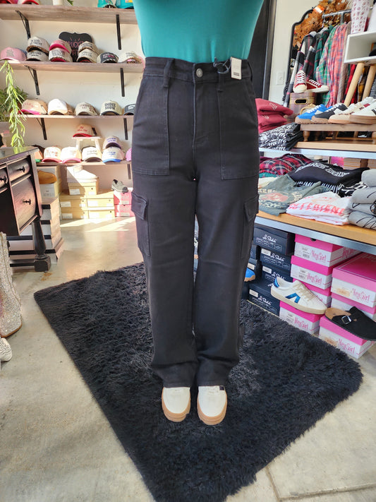 Judy Blue High Waist Cargo Wide Leg Denim Jeans