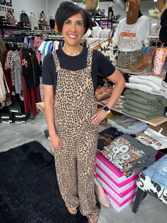 Sleeveless Leopard Jumpsuit