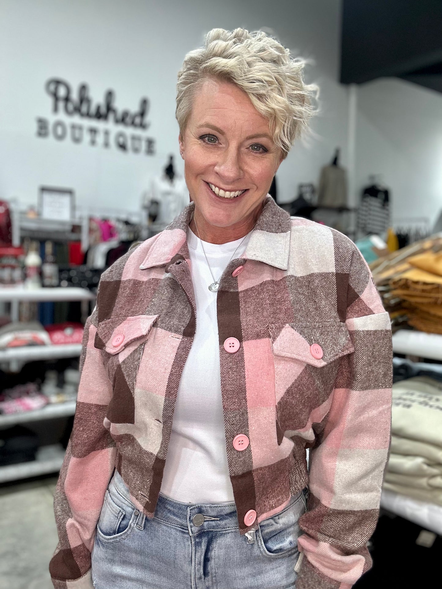 The Hailey Plaid Cropped Jacket