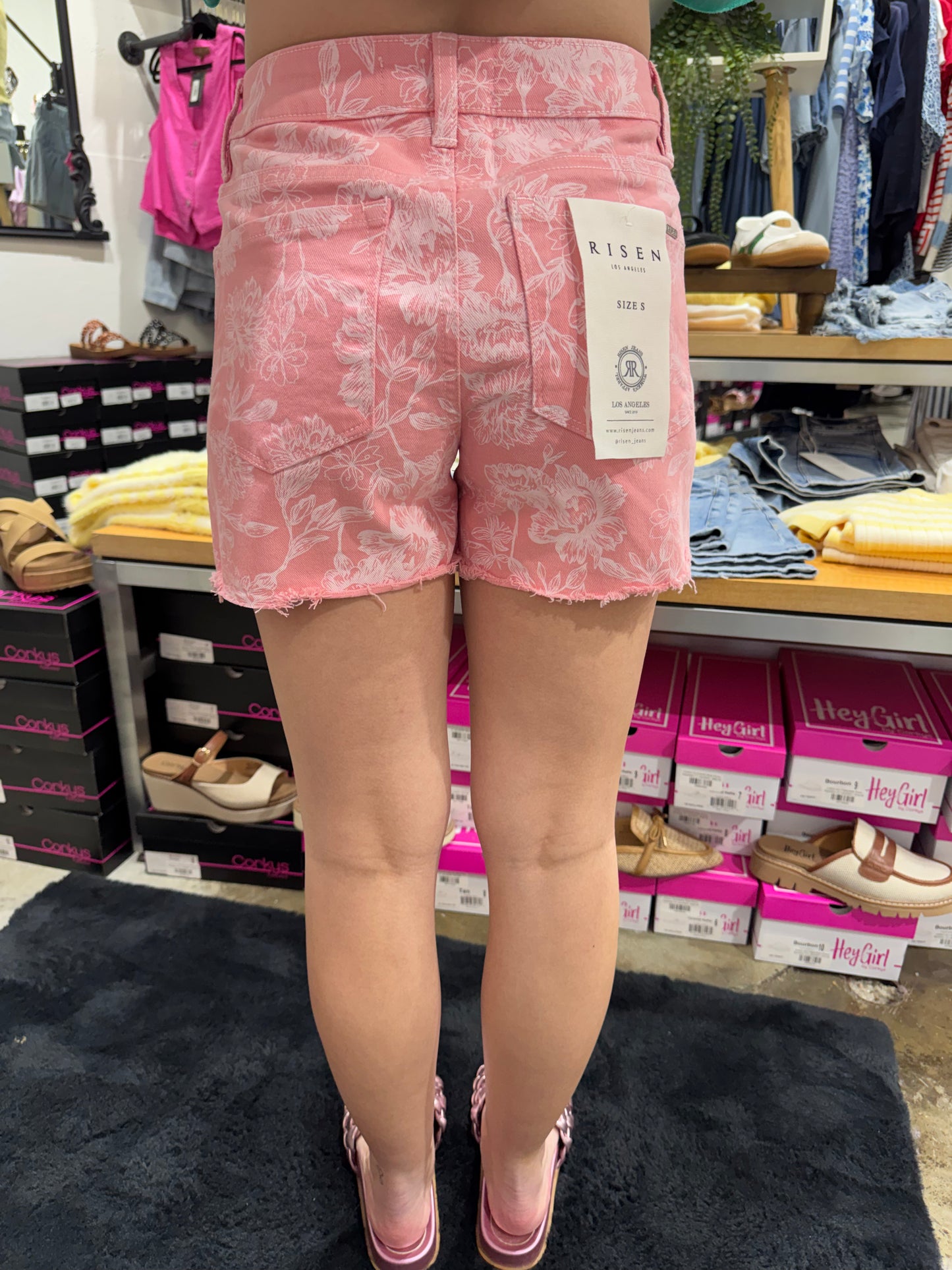 Risen High Rise Floral Printed Shorts