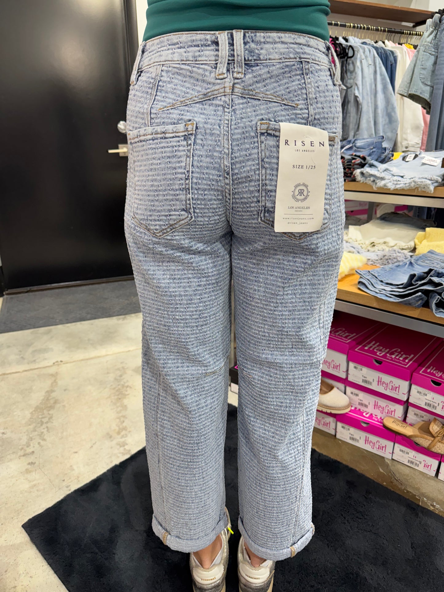 Risen Slouchy Barrel Textured Denim Jeans