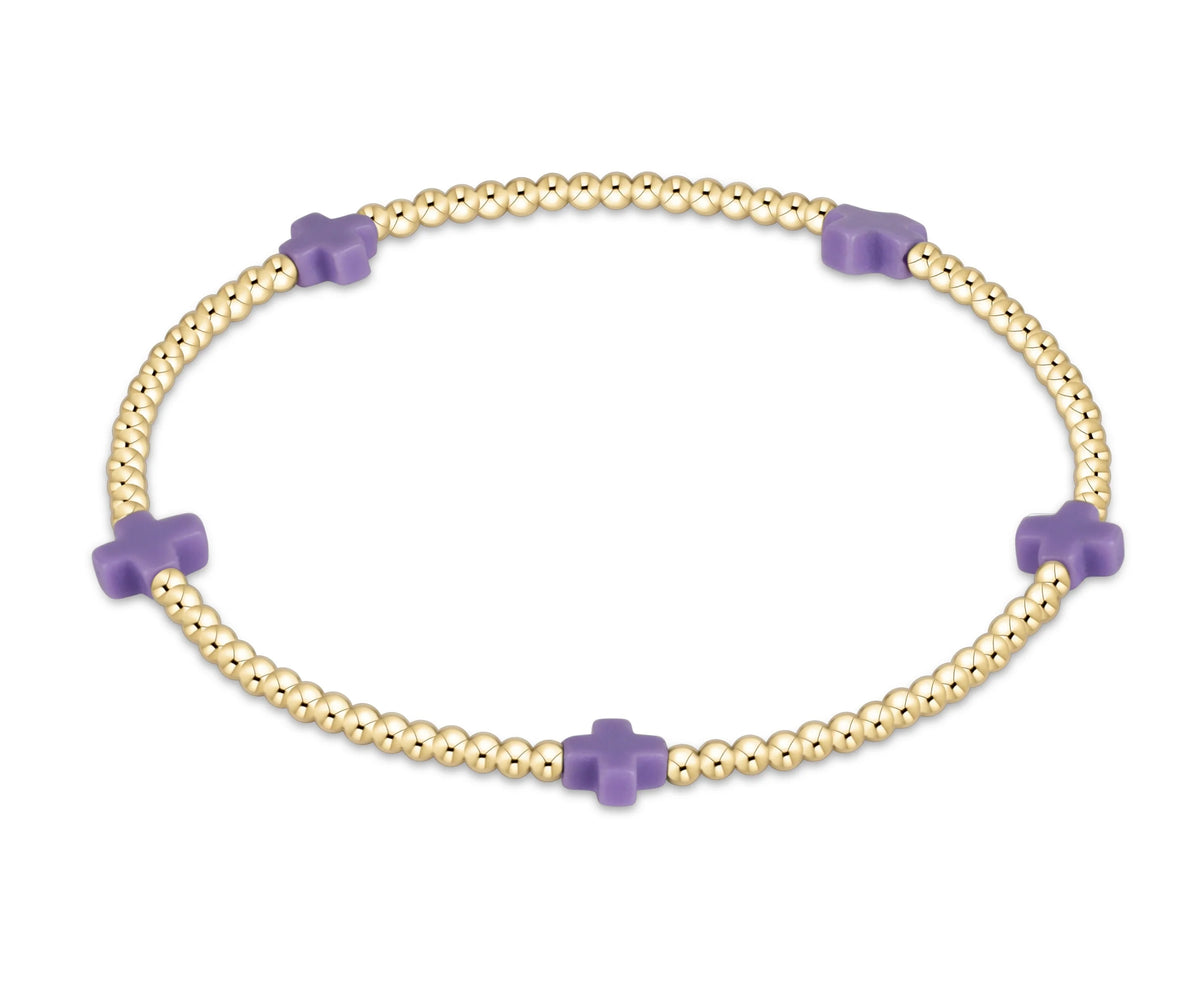 enewton egirl Signature Cross Small 2mm Gold Bracelet - Purple