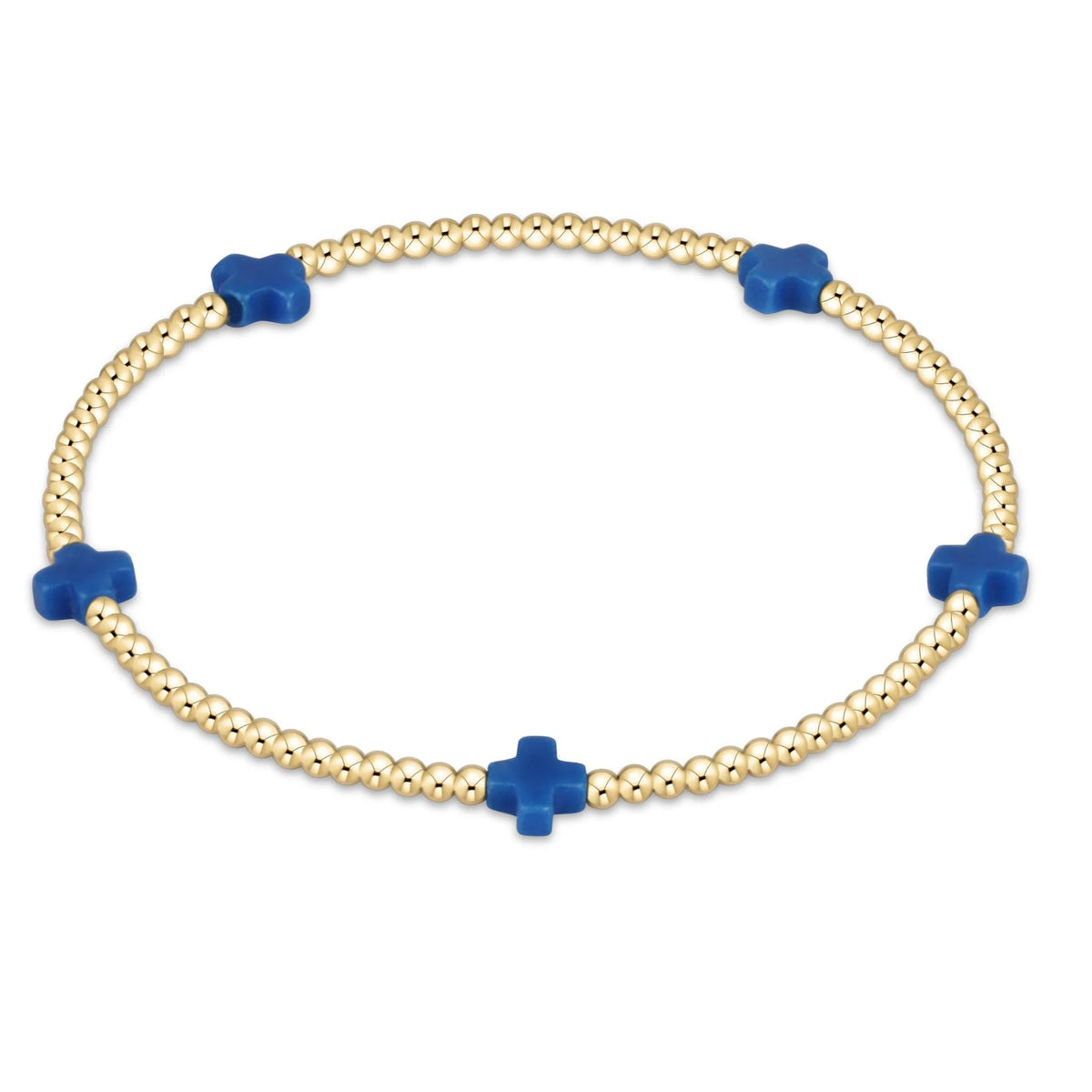 enewton egirl Signature Cross Small 2mm Gold Bracelet - Cobalt