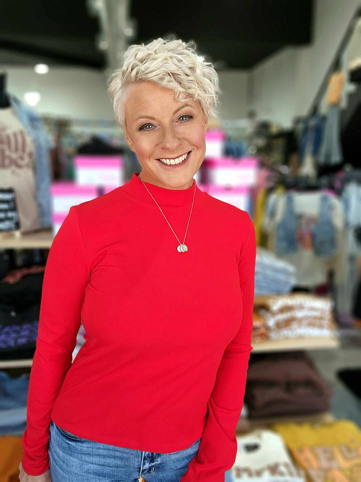 La Miel Mock Neck Long Sleeve Top