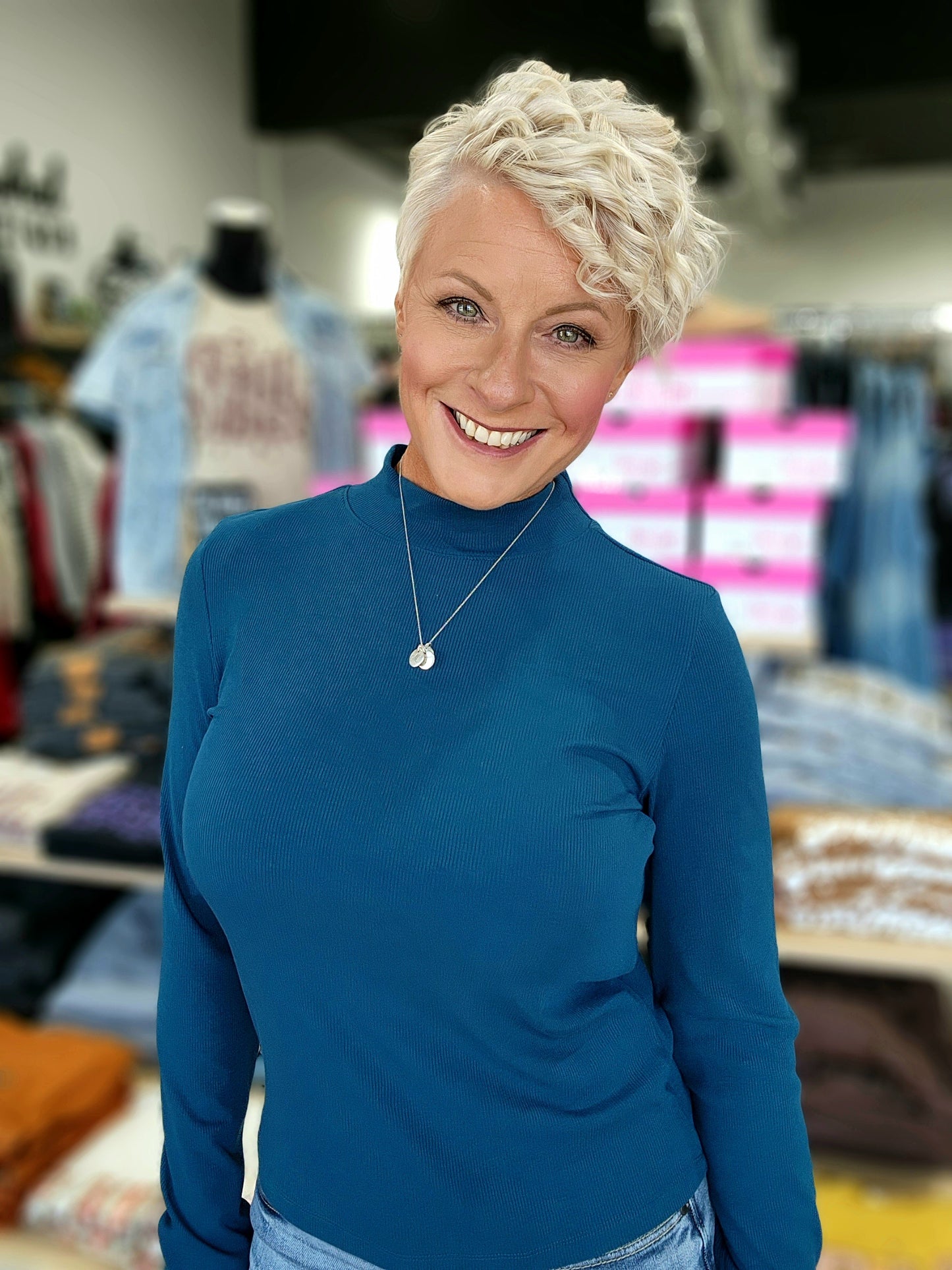 La Miel Mock Neck Long Sleeve Top