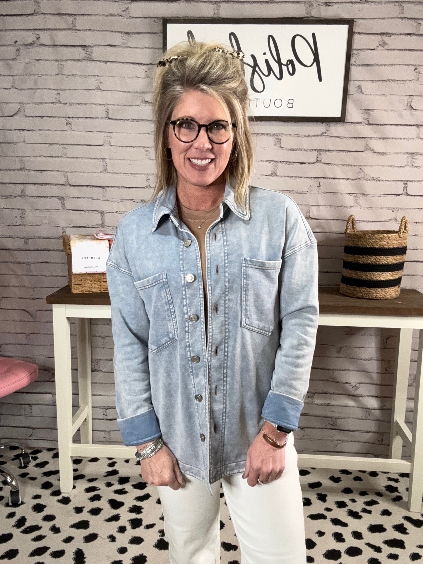 Acid Wash Button Down Top