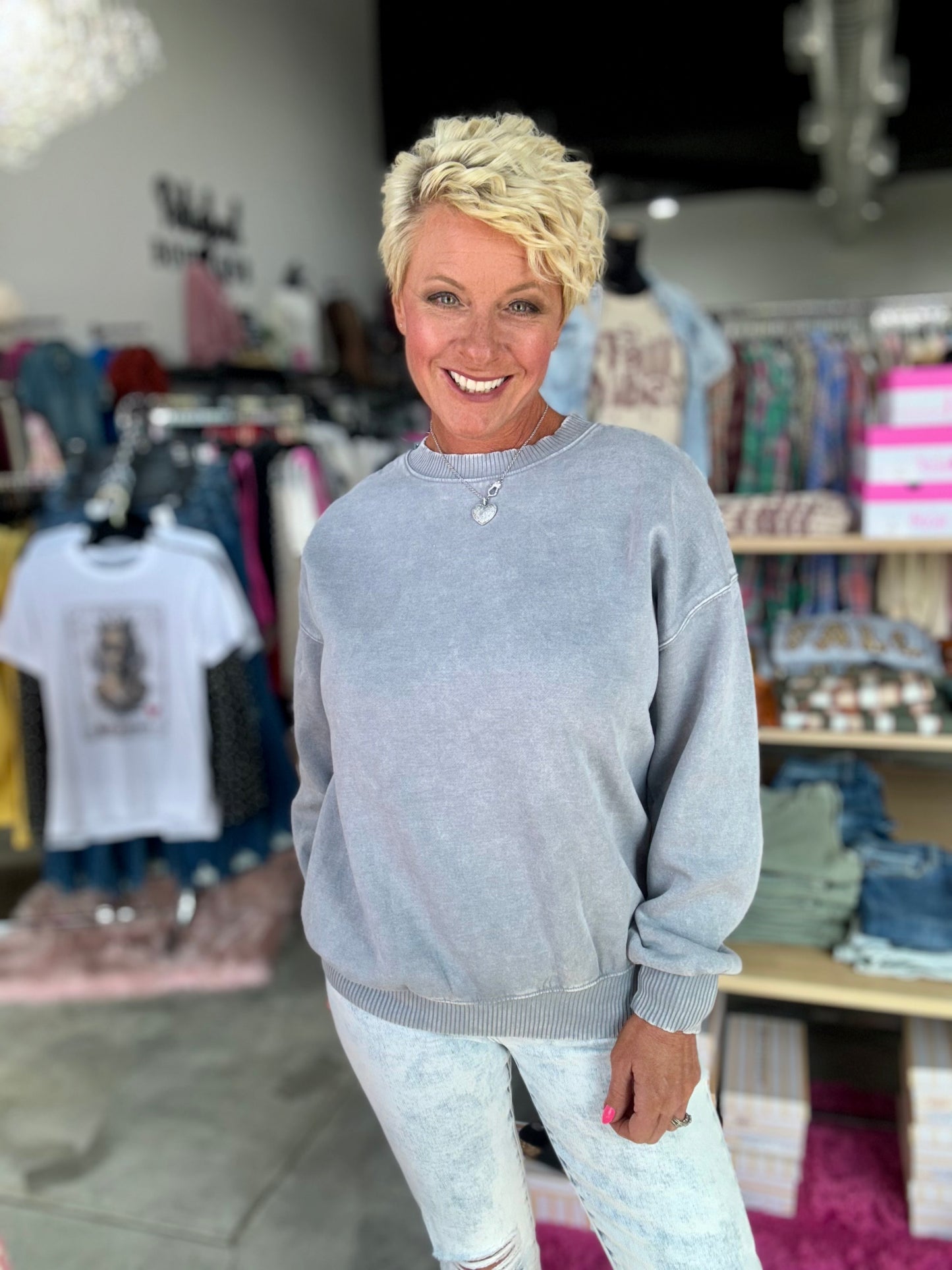 Zenana Acid Wash Fleece Oversized Pullover